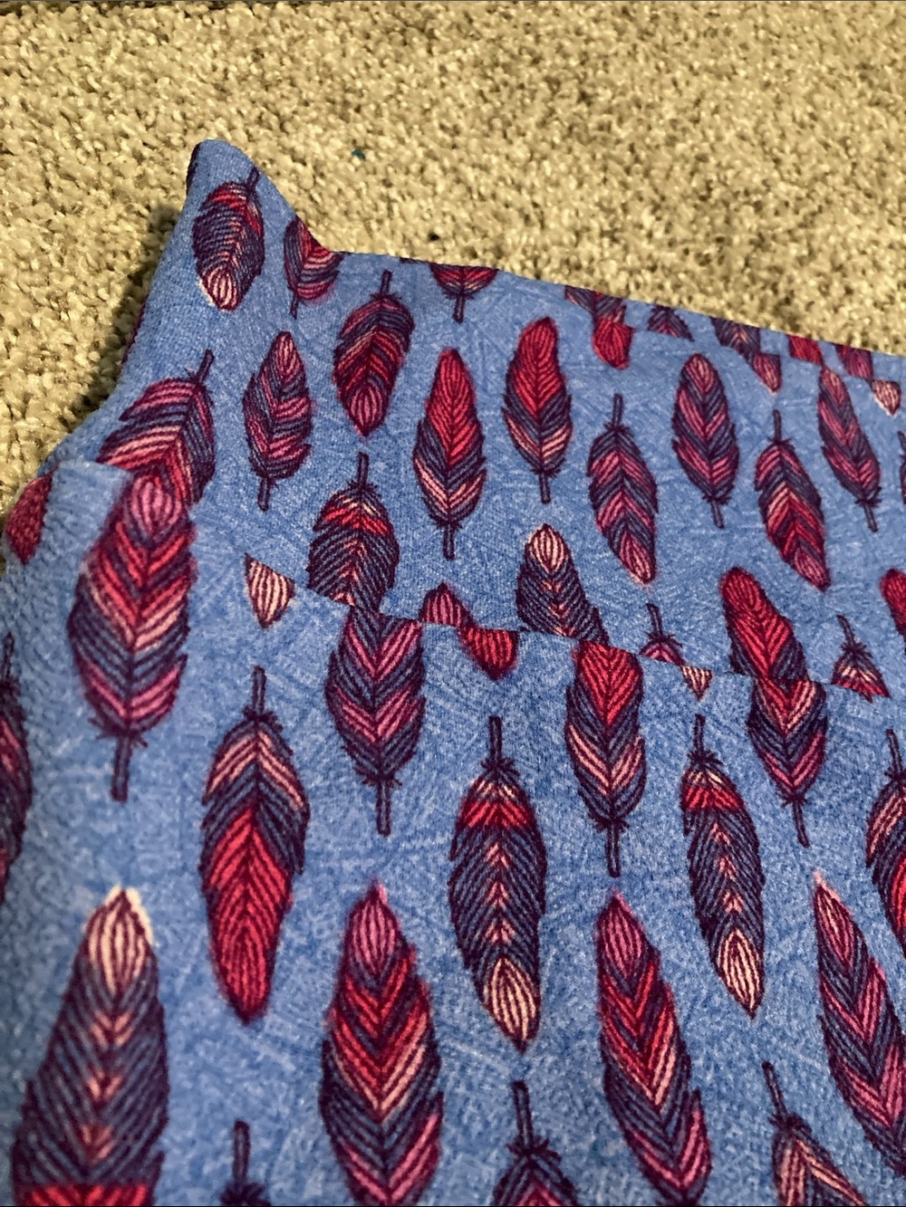 LuLaRoe Blue with Magenta Feather-Print Cassie Pencil Skirt - Picture 4 of 6